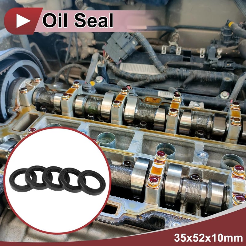 HEROFFIX 5 Pcs Rotary Shaft Seal High Pressure Oil Seal 35x52x10mm Black Nitrile 70 Durometer Rubber - Image 2